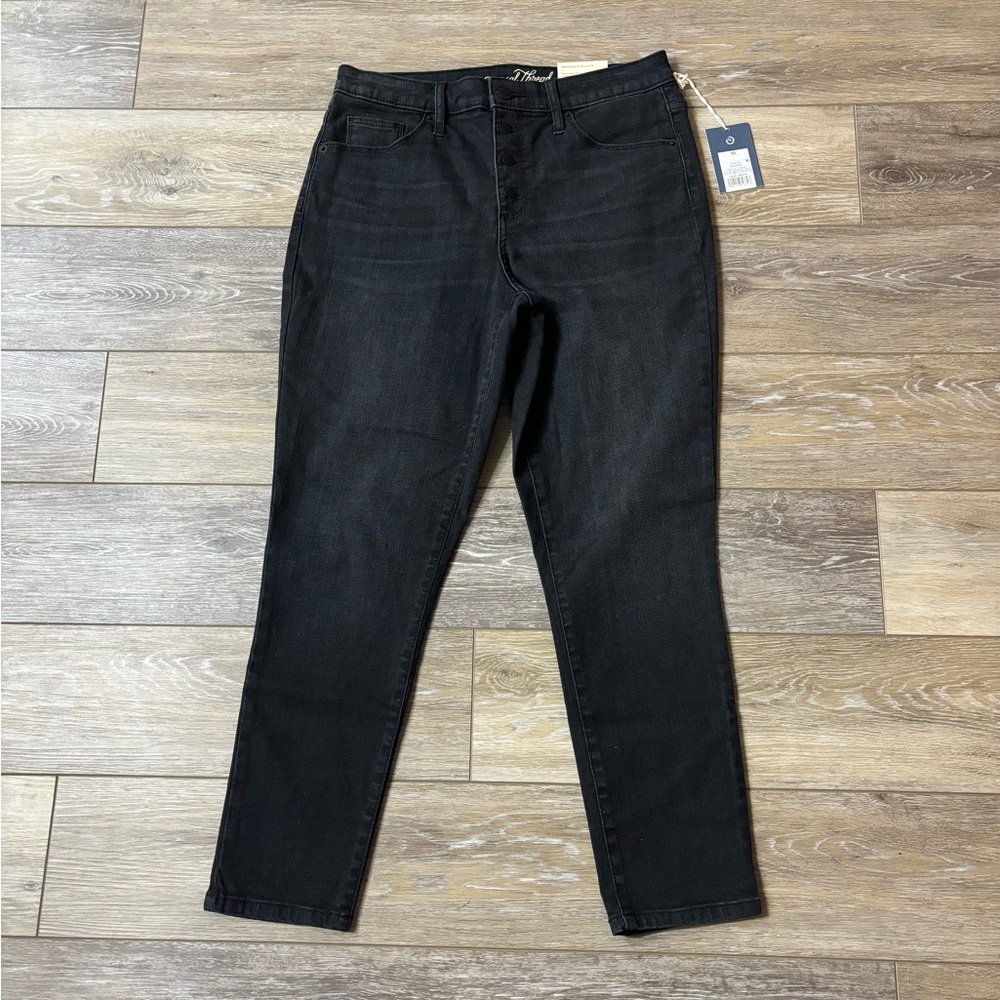 Universal Thread Jeans Women’s Sz 10 Black High Rise Skinny Buttons Casual NWT